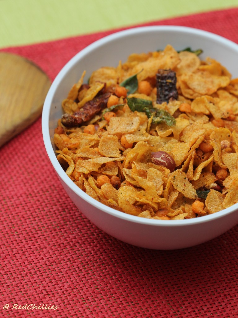 corn flakes chivda recipe, cornflakes chivda for Diwali