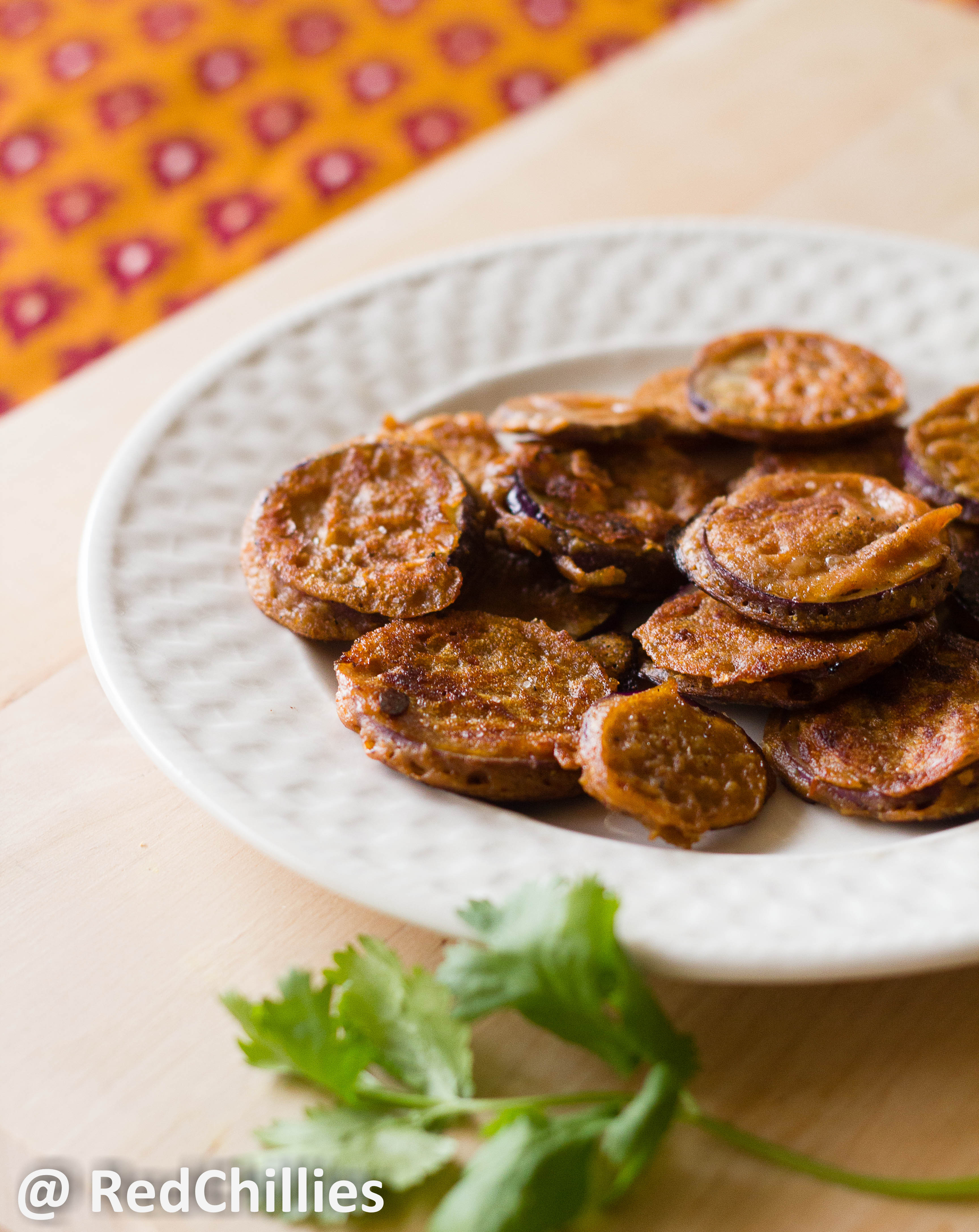 Spicy Pan Fried Eggplant/Brinjal